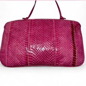 VintageY2K Palizzio Genuine Snakeskin Pink Baguette Shoulder Bag 11in x 7in